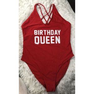 Women's High Cut Scoop Neck Criss Cross Back One Piece Swimsuits Retro Red XXL